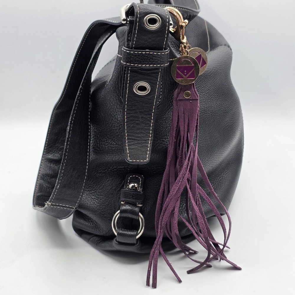 Vtg Coach Hampton Pebbled Leather Hobo Bag Style F15084 Black Silver Hardware - Picture 5 of 13